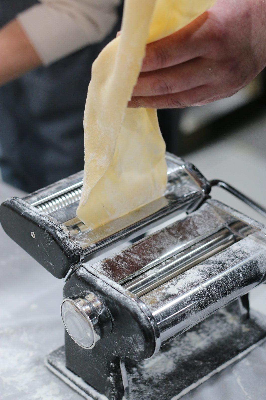 Fresh pasta being rolled for a hospitality client shoot